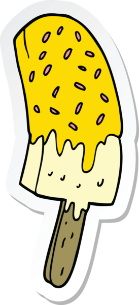 Bir insan tarafından çizilmiş karikatür dondurma etiketi.