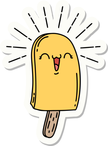 Bir insan tarafından çizilmiş dövme stili buz lolipopu.