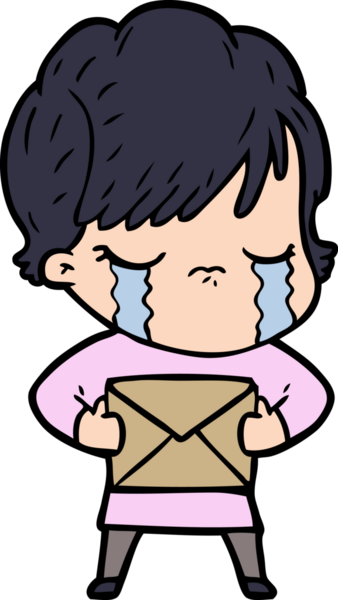 Bir insan tarafından çizilmiş ağlayan çizgi film kadını.