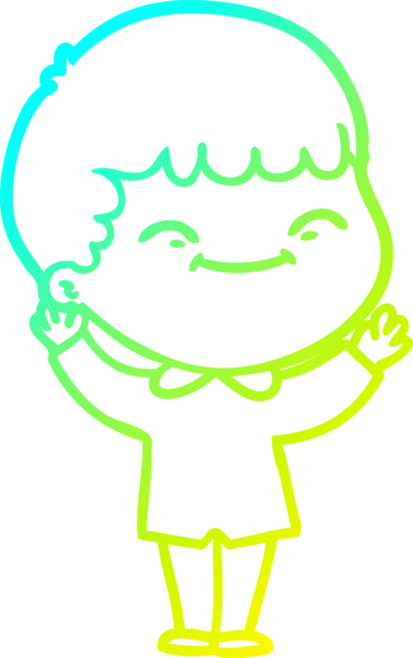 Bir çizgi film karakteri çizen soğuk çizgi bir insan tarafından çizilmiş mutlu çocuk.