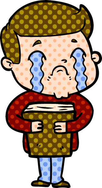 Bir insan tarafından çizilmiş ağlayan çizgi film adamı.