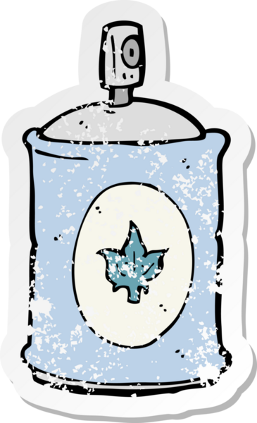 Bir insan tarafından çizilmiş bir karikatür parfümünün retro sıkıntılı çıkartması.