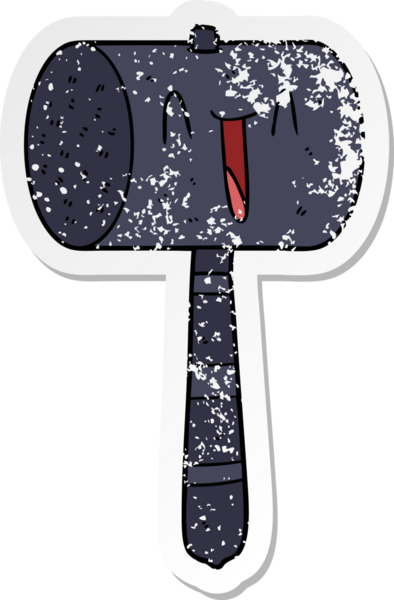 Bir insan tarafından çizilmiş karikatür çekicin sıkıntılı çıkartması.