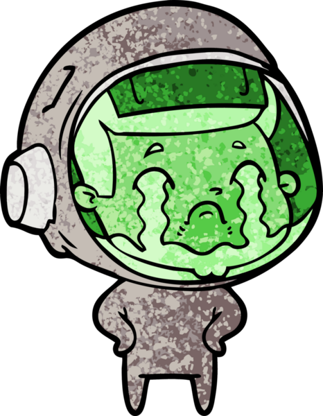 Bir insan tarafından çizilmiş ağlayan astronot çizgi filmi.