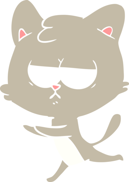 Sıkıcı düz renkli çizgi film kedisi bir insan tarafından çizildi