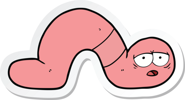 Bir insan tarafından çizilmiş yorgun bir solucanın çıkartması.