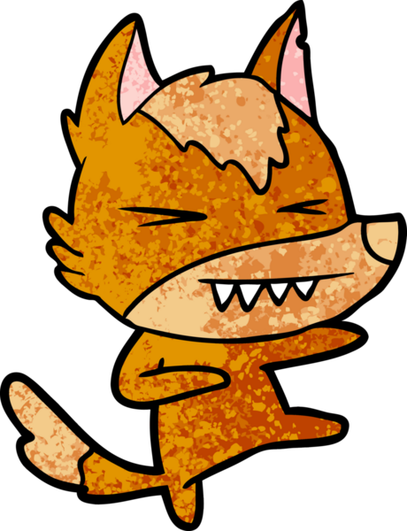 Bir insan tarafından çizilmiş tilki çizgi film karakteri