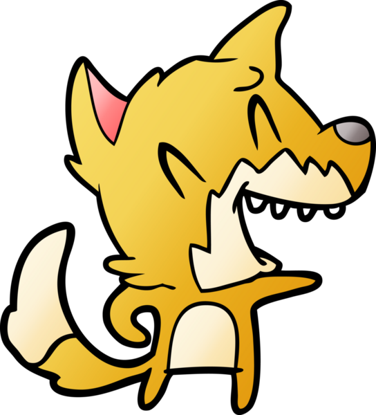 Bir insan tarafından çizilmiş gülen tilki çizgi filmi.