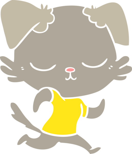 Bir insan tarafından çizilmiş şirin düz renkli çizgi film köpeği.