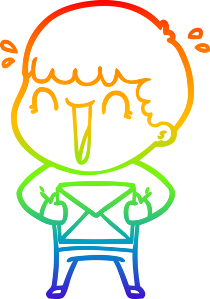 Gökkuşağı gradyan çizimi, gülen bir çizgi film adamının insan tarafından çizilmiş bir harfi.