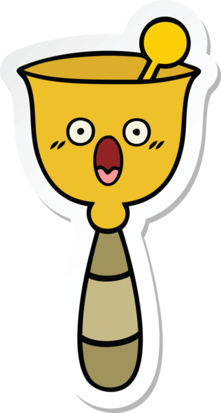 Bir insan tarafından çizilmiş şirin bir okul çanının çıkartması.