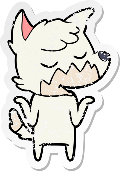 Bir insan tarafından çizilmiş dost canlısı bir tilkinin sıkıntılı çıkartması.