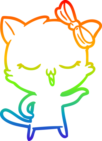 Gökkuşağı gradyan çizgi çizimi bir insan tarafından çizilmiş bir çizgi film kedisi.