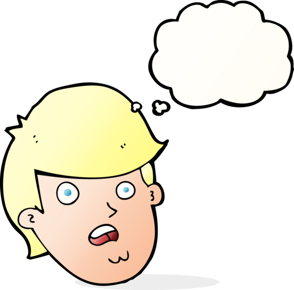 Düşünce baloncuğu çizen koca çeneli çizgi film adamı.