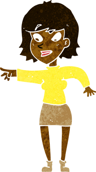 Bir insan tarafından çizilmiş çizgi film kadını.