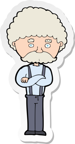 Bir insan tarafından çizilmiş yaşlı bir adamın çıkartması.