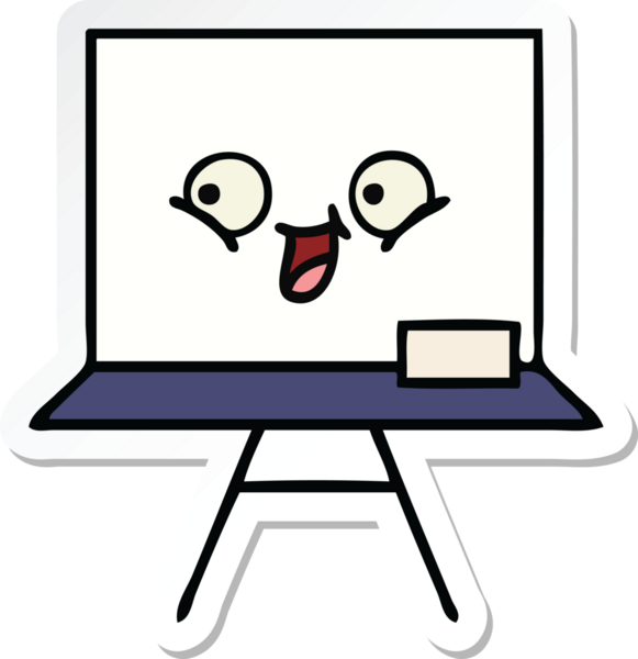 Bir insan tarafından çizilmiş beyaz bir karikatür çıkartması.