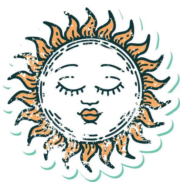 Bir insan tarafından çizilmiş bir güneşin sembolik dövmesi.