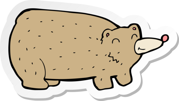 Bir insan tarafından çizilmiş komik bir ayının çıkartması.