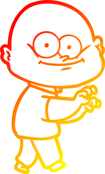 Bir insan tarafından çizilmiş kel bir adamın sıcak çizgi çizimi.