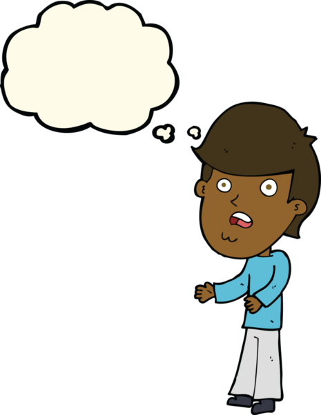 Bir insan tarafından çizilen düşünce baloncuğuyla şok olmuş bir adam.