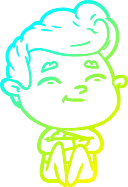 Bir insan tarafından çizilmiş mutlu bir çizgi film karakteri çizimi.