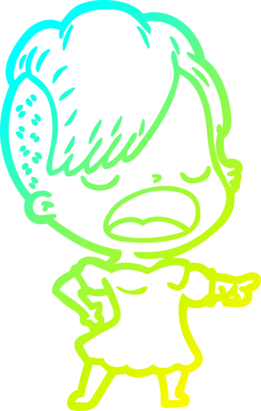 Bir insan tarafından çizilmiş havalı bir hippi kızın soğuk gradyan çizimi.