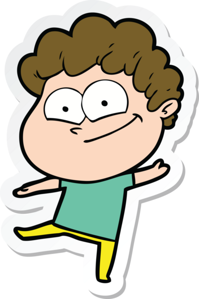 Bir insan tarafından çizilmiş mutlu bir adamın çıkartması.