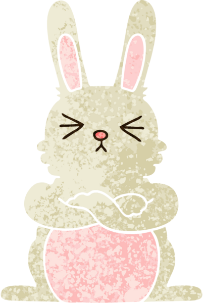 Bir insan tarafından çizilmiş garip bir çizgi film tavşanı.