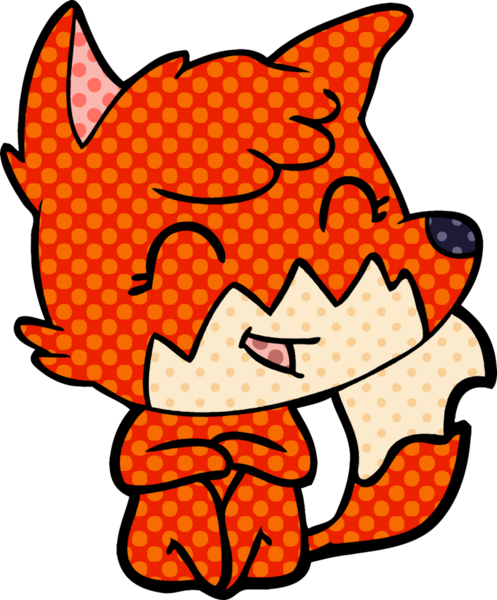 Bir insan tarafından çizilmiş mutlu çizgi film tilkisi.