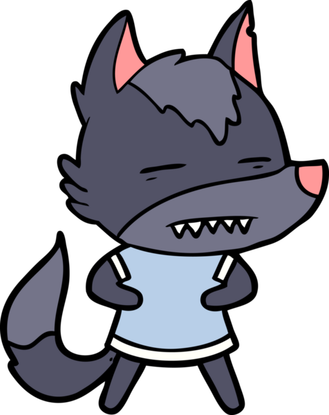 Bir insan tarafından çizilen dişleri gösteren bir kurt çizgi filmi.