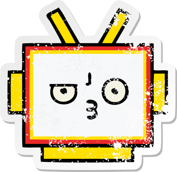 Bir insan tarafından çizilmiş sevimli robot kafasının sıkıntılı çıkartması.