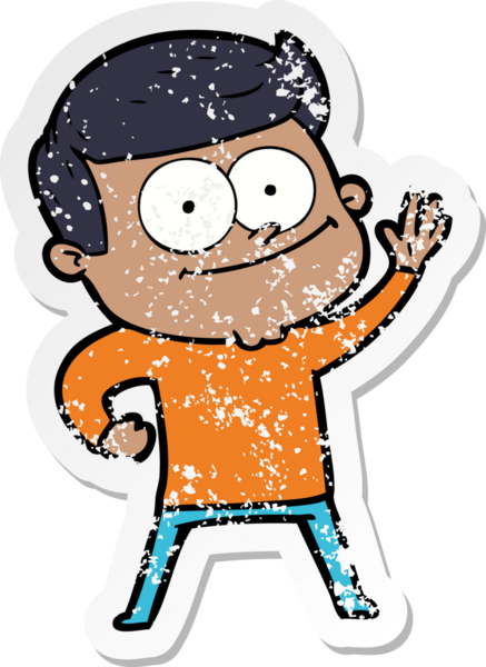 Bir insan tarafından çizilmiş mutlu bir adamın sıkıntılı çıkartması.