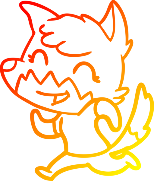 Bir insan tarafından çizilmiş mutlu bir tilkinin sıcak çizgi çizimi