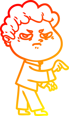 Bir insan tarafından çizilmiş kızgın bir adamın sıcak çizgi çizimi.