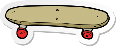 Bir insan tarafından çizilmiş karikatür kaykayının çıkartması.