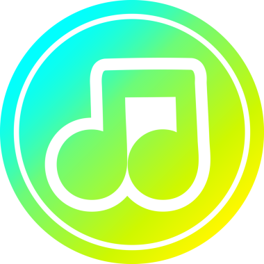 bir insan tarafından çizilen havalı gradyan bitiş grafikli müzik notası dairesel simgesi