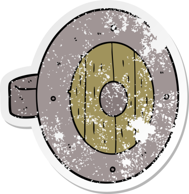 Bir insan tarafından çizilmiş viking kalkan karikatürü.