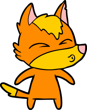 Bir insan tarafından çizilmiş tilki çizgi film karakteri