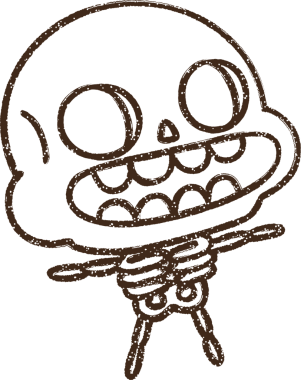 Bir insan tarafından çizilmiş iskelet kömürü.