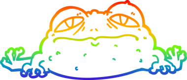 Bir insan tarafından çizilmiş çirkin bir kurbağanın çizgi çizimi.