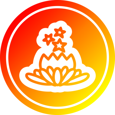 Ilık gradyan bir insan tarafından çizilmiş sihirli çiçek dairesel simgesi