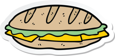 Bir insanın çizdiği peynirli sandviçin çıkartması.