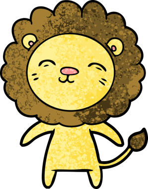 Bir insan tarafından çizilmiş çizgi film aslanı.