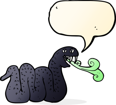 Bir insan tarafından çizilmiş konuşma balonlu çizgi film yılanı.