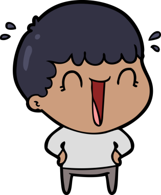 Bir insan tarafından çizilmiş gülen karikatür adam.