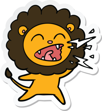 Bir insan tarafından çizilmiş kükreyen aslanın çıkartması.