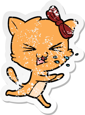 Bir insan tarafından çizilmiş karikatür bir kedinin sıkıntılı çıkartması.