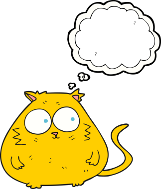 Bir insan tarafından çizilmiş serbest çizim balon karikatür şişman kedi