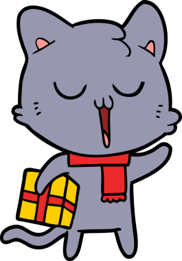 Bir insan tarafından çizilmiş yetenekli bir çizgi film kedisi.